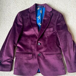 Ralph Lauren Burgubdy Velvet Blazer with Blue Dog Print Lining